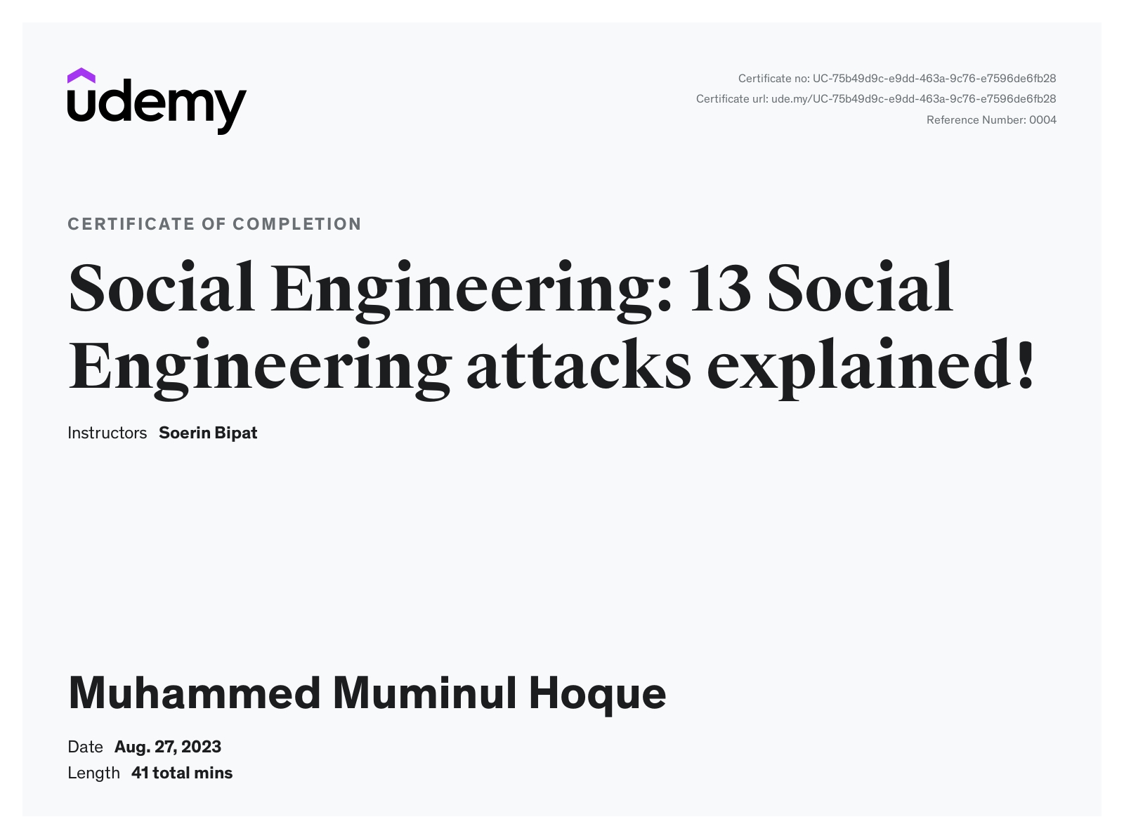 Social Engineering Certificate